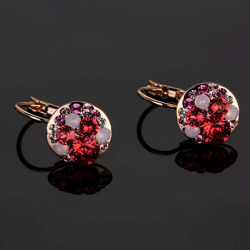 EVEVIC Multicolored Austrian Crystal Drop Earrings for Women 14K Gold Plated Hypoallergenic Leverback Dangle Earrings - Image 5